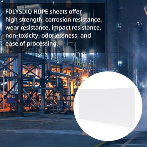 1 Pcs 1/2" X 24'' X 48'' White Hdpe Plastic Sheet Flexible High Density Polyethylene Cutting Board, Solid Plastic Block, for CNC, Machining, Industrial, DIY Projects - color: White