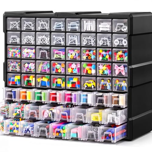 64-Drawer Organizer Craft Organizers and Storage with Dividers Labels - size: 64 Drawer