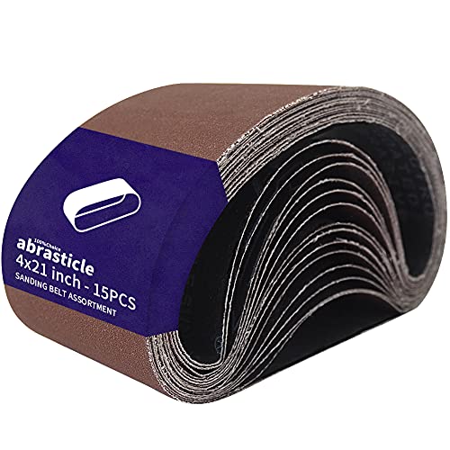 15 Pcs 4 x 21 Inch Assorted Aluminum Oxide Sanding Belts - 80/120/150/240/400 Grit - size: 4x21(15pcs)