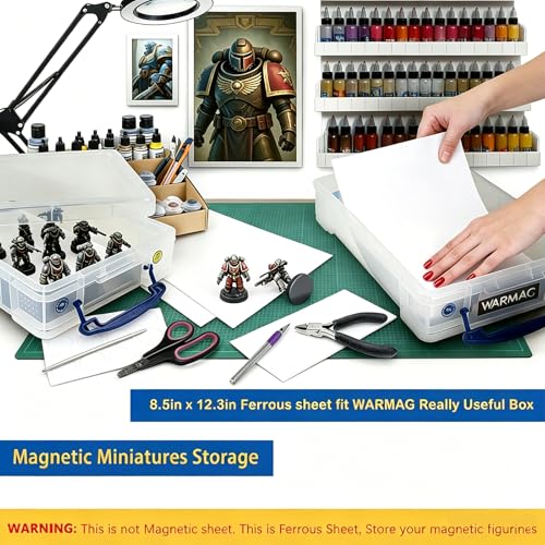 2 Pack, White Metal Sheets with Adhesive-8.5” x 12.3”, Ferrous Sheet for Magnets Receptive, 40 Mil Magnetic Miniatures Organization – Fits Standard US Really Useful Box - size: 8.5"X12.3"-2 Pcs, White