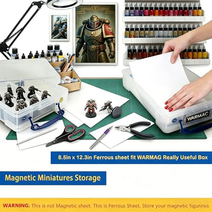 2 Pack, White Metal Sheets with Adhesive-8.5” x 12.3”, Ferrous Sheet for Magnets Receptive, 40 Mil Magnetic Miniatures Organization – Fits Standard US Really Useful Box - size: 8.5"X12.3"-2 Pcs, White