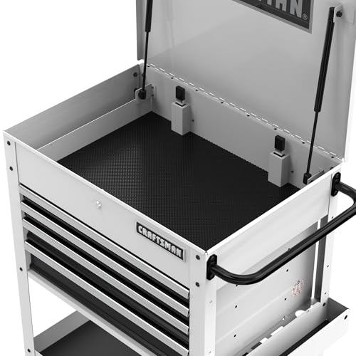 CRAFTSMAN Rolling Tool Chest with Drawers, Tool Box with Wheels and 4 Drawers, Power Outlets and USB, Protective Liner, Steel Utility Cart Storage Cabinet, Supports up to 700 lbs, White (CMST98276WW) - color: White
