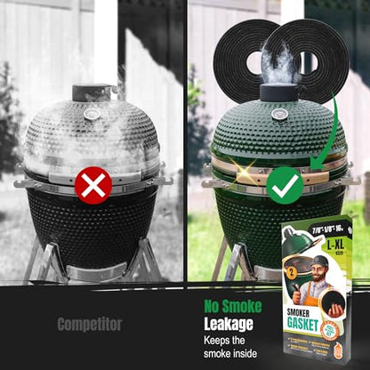 Gasket for Big Green Egg Large/XL/XXL - 2-Pack x 8 FT Smoker Gasket Seal - BGE Gasket 7/8" x 1/8" Felt - Compatible with Big Green Egg - Accessories & Parts for Grill by Smoker Chef - style: For L/XL/XXL BGE 2-Pack