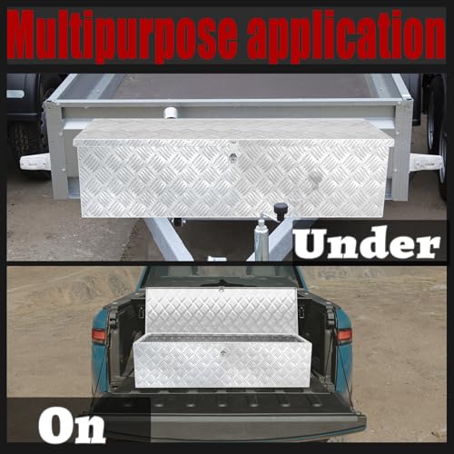 39x13x10 Inch Heavy Duty Pickup Storage Box Diamond Plate Portable Toolboxes Aluminum Underbody Truck Tool Box with Buckle Lock and Keys Suitable for Truck Bed Pickup RV Trailer - size: 39" L x13" W x10" H