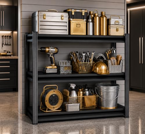 Garage Shelving, 1800 LBS Heavy Duty Metal Storage Shelves, 3-Tier Adjustable Storage Rack for Garage, Basement, Warehouse, 27.6" Wx 13.8" Dx 31.5" H - size: 3-Tier 27.6"Wx 13.8"Dx 31.5"H
