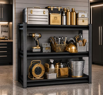 Garage Shelving, 1800 LBS Heavy Duty Metal Storage Shelves, 3-Tier Adjustable Storage Rack for Garage, Basement, Warehouse, 27.6" Wx 13.8" Dx 31.5" H - size: 3-Tier 27.6"Wx 13.8"Dx 31.5"H