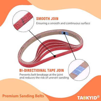 Taokyid 1/2 x 18 Inch Sanding Belts, 80 Grit, 20 Pcs - color: 80 Grit (20 pack)