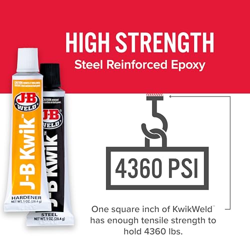 J-B Weld KwikWeld, 6 Minute Set Epoxy, Steel Reinforced Epoxy, High Strength - 2 Pack, Dark Grey (8276-2) - size: 2 oz - 2 Pack