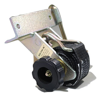 (4) Rack-Strap RS1 Yellow Zinc Plated Steel Frame Right Angle Mounting Bracket with 8' Black Polyester Strap, 500 lbs Load Capacity, for Square Tubing (4 Pack of Rack Straps)