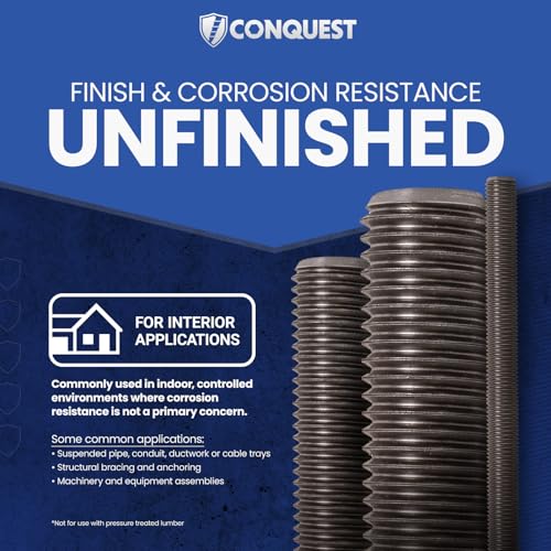 Conquest A307 Unfinished Threaded Rod 1/4"-20 x 36 - size: 1/4"-20 x 3'