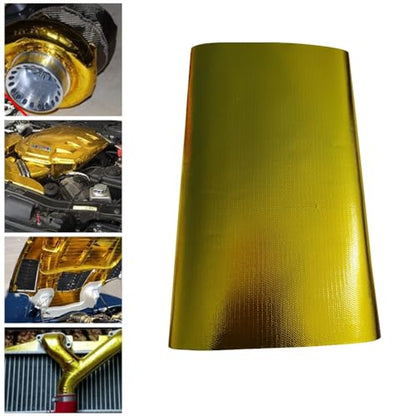 Gold Adhesive Backed Heat Shield Material Heat Shield Mat Automotive Heat Shield Heat Shield Wrap,Fiberglass Thermal Insulation（12'' X 48'' golden ） - color: Gold, size: 12 x 48 Inch