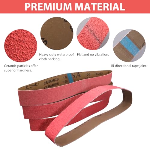 4 Pack 2x36 Ceramic Grinding Belts for Belt Sander