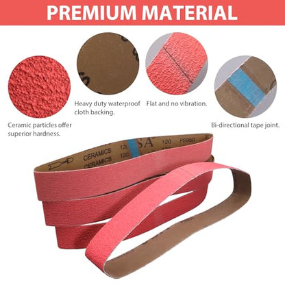 4 Pack 2x36 Ceramic Grinding Belts for Belt Sander