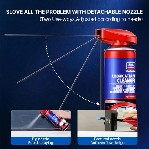 Glodway Specialist Silicone Lubricant Spray,Garage Door Lubricant Oil,with SMART Straw Sprays 2 Ways,for Door Higne,Bike,Sewing Machine,Metal Parts,6.76 OZ,Air Refresher,6 OZ - size: Silicone Lubricant+Air Freshener