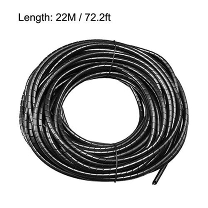 uxcell 2.8mm Flexible Spiral Cable Wrap Wire Cord Wraps Manage Cord 22M Length Black - size: 1.8mmx2.8mmx22000mm