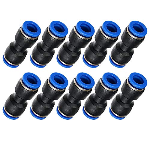Yoebor Pneumatic Push to Connect Straight Union Coupler 10mm x 10mm OD 10pc - size: 10mm x 10mm
