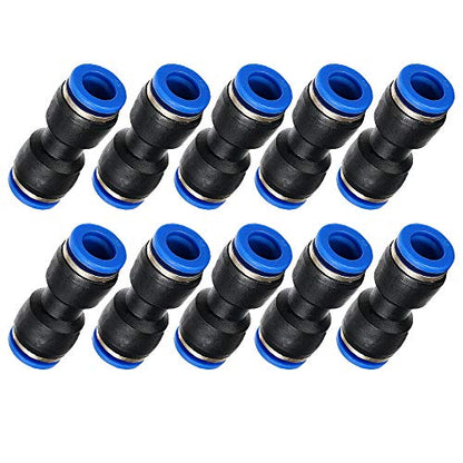 Yoebor Pneumatic Push to Connect Straight Union Coupler 4mm x 4mm OD 10pcs - size: 4mm x 4mm