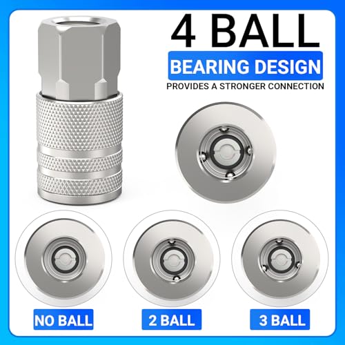 ChillWaves 1/4-Inch Female Industrial Coupler,1/4" NPT Female 4-Ball Quick Connect Air Coupler Air Hose Fittings(12-PACK) - size: 1/4" FNPT