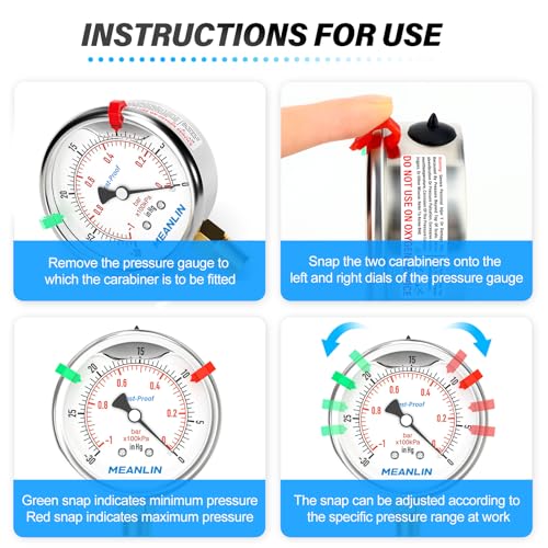 MEANLIN MEASURE -30in HG~0Psi Stainless Steel Vacuum Pressure Gauge 1/4" NPT 2.5" FACE DIAL Silicone Oil Filled Pressure Gauge, WOG Water Oil Air Lower Mount (with 2PCS Snaps) - size: -30inHG-0Psi