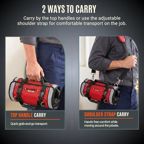 Roll up tool bag, Reflective Strips, Waterproof, 1680D, Red/Black