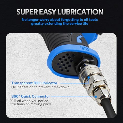 1/2 Air Impact Wrench, 1150 Ft-Lbs 8500 RPM High Torque Impact Gun, Pneumatic Impact Wrench with Double Hammer Mechanism, Lightweight 3-Speed Adjustable Air Impact Gun, with Accessories
