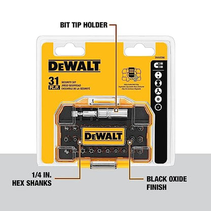 DEWALT Security Bit Set, 31-Piece Screwdriver Bit Set with Case, Universal 1/4 In Hex, Includeds Magnetic-Bit Holder (DWAX200) (Pack of 5) - size: One Size (Pack of 5)