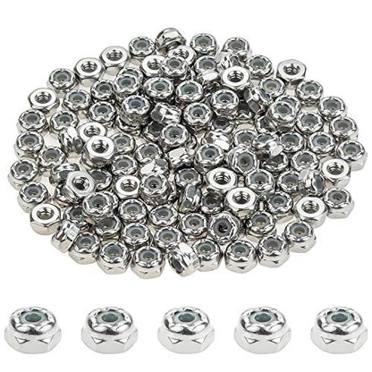 120 Pieces 4#-40 Nylon Insert Hex Lock Nuts, 304 Stainless Steel - size: 4-40 (120 pcs)