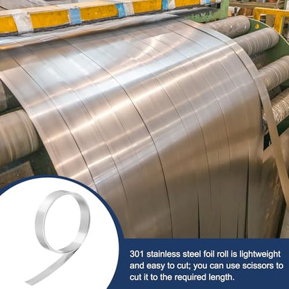 MECCANIXITY 301 Stainless Steel Foil Roll 0.1mmx10mmx2m Silver - size: 0.1mm x 10mm x 2m