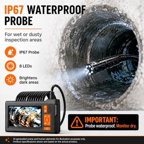 Dual Lens Borescope Camera 33FT with 4.3'' HD Screen, 1080P Photo Video - size: 4.3''Dual Lens 33FT