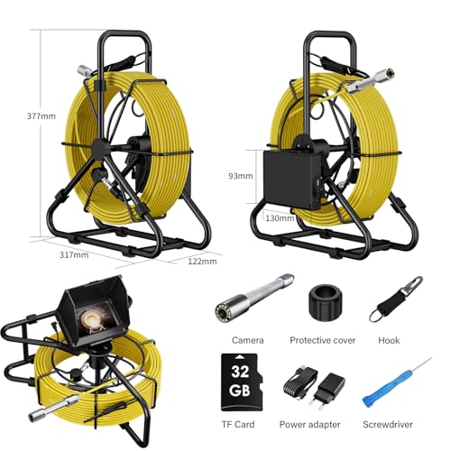 Sewer Camera 10m/32ft, 4.3" Pipe Snake Camera with DVR Function, Drain Plumbing Inspection with LED Light, 17mm/0.67in Waterproof Industrial Endoscope for Home Wall Duct Drain Pipe (10m/32ft)
