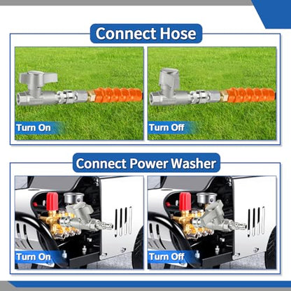 Boltigen DN10 Pressure Washer Ball Valve, Stainless Steel 3/8'' Quick Connect High Pressure Shut Off Valve for Power Washer Hose, 5000PSI
