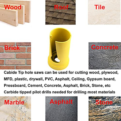 MaxTool 1-3/8" TCT Hole Saw 35mm Carbide Tip Holesaw 2" Deep with 5/8-18 Thread for Cutting Asphalt Brick Concrete MDF Tough Material; CT00Y57R124 - size: 1-3/8"