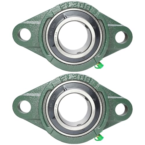 2 Pack UCFL209-28 Pillow Block Bearing – Flange 2 Bolt Mounted Pillow Block Bearings – Bearing Steel Bearings with 1-3/4" Bore - Self-aligning Bearings with Solid Cast Iron Base - style: UCFL209-28