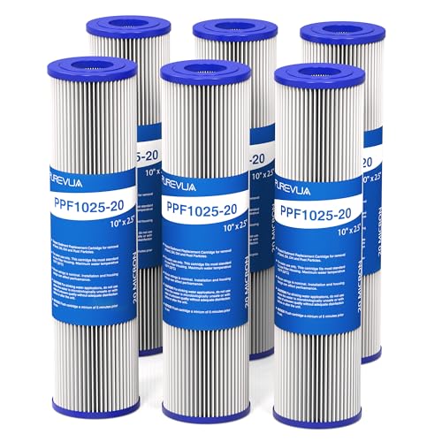 20 Micron Pleated Water Filter Cartridge 10" x 2.5", 6-Pack - size: 20 Micron