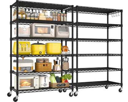 PrimeZone 6 Tier Wire Shelving with Wheels 79''H 1500lbs Storage Shelves - size: 36" W x 16" D x 79" H