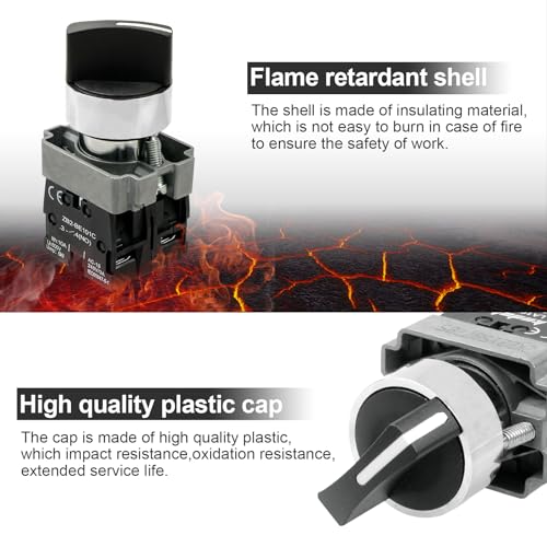 2-Pack Black 3-Position Metal Head Selector Switches, 2NO - style: Black 3-Position Selector Switch 2NO
