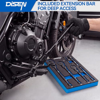 DISEN 3PCS Black Flex-Head Ratchet Set 1/2", 3/8", 1/4" Drive - size: 3PC Black Flex-Head Ratchet Set