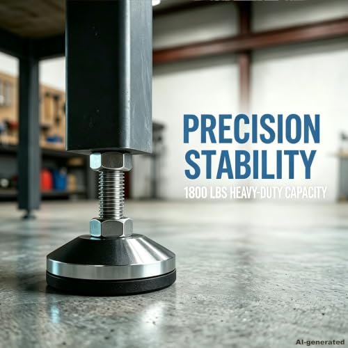 Leveler Feet,2-Pack, Cabinet Leveling Feet Adjustable 3.2" Base,M16 Thread,2000 Lb Capacity Heavy Duty Adjustable Leg Leveler Black Carbon Steel PVC D80xM16x80 - size: D80xM16x80