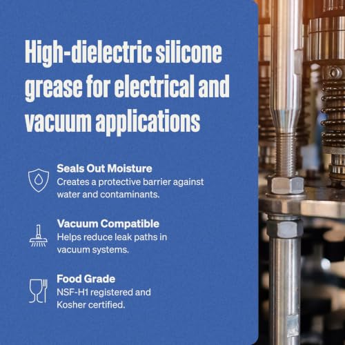 Super Lube Silicone Dielectric & Vacuum Grease Non-Curing Compound (Translucent White, 14.1oz/400g Canister) | NSF Certified Food Grade & Clean | Resistant to Thermal Degredation - size: 14.1 oz Canister
