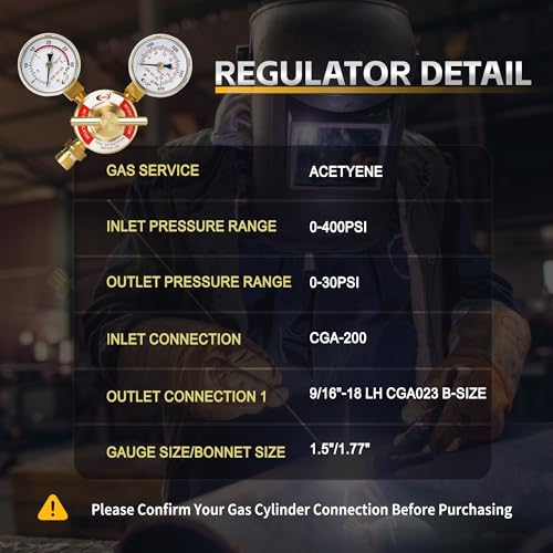 CDL LX45 Light Duty Acetylene Regulator CGA200,Forged Brass - size: Light Duty, style: Acetylene