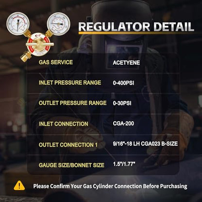 CDL LX45 Light Duty Acetylene Regulator CGA200,Forged Brass - size: Light Duty, style: Acetylene