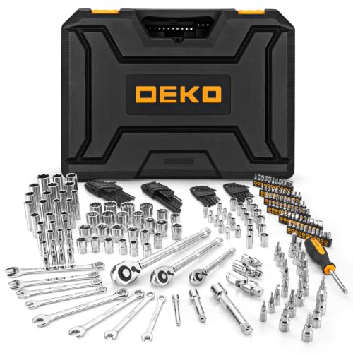DEKOPRO Mechanic Tool Set & Socket Wrench Set, 226 Pcs Car Tool Kit with Storage Tool Box, 1/4" 3/8" 1/2" Drive, SAE/Metric, w/Ratchet Wrench, Ext. Bars, Hex Keys, for Auto/Moto Repair