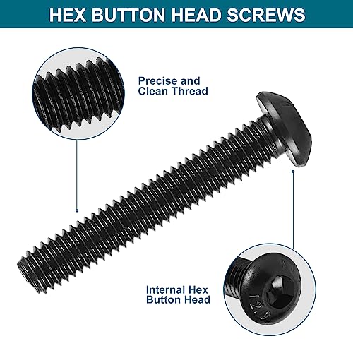 SATANTECH 505Pcs Metric M6 Bolt Assortment 10/12/14/16/20/25/30/35mm Button Head Hex Socket Cap Screws Bolts Nuts Washers Assortment Kit, 12.9 Grade Alloy Steel Black Galvanized, Fully Threaded - color: Black M6 Bolt