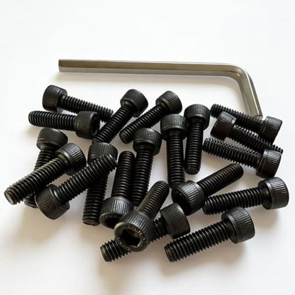 M6-1.0 x 20mm Socket Head Cap Screws Bolts, Grade 12.9 Alloy Steel Black Oxide, Allen Socket Drive, Machine Thread with Hex Spanner,20 PCS (M6X20) - size: M6X20mm