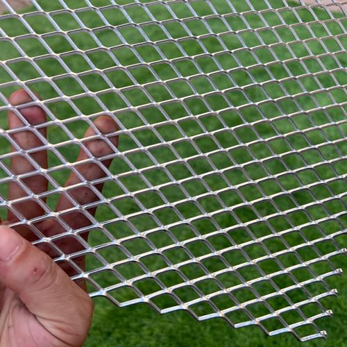 48"X24" 14 Gauge Expanded Metal Sheet Metal Diamond Mesh 0.4"X0.8" Expanded & Perforated Sheets Pet Screen Steel Grating-for Door Guard Screen Grill,Window Security Grill Door Protector - size: 48"x24"