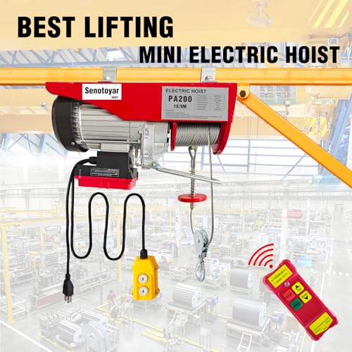 Electric Hoist 2 in 1-440lbs Electric Hoist Winch with 98ft Wireless Control&Wired Remote Control,110v Electric Hoist 59ft/29.5ft Lifting Height for Garage Warehouse Factory,Single/Double Slings - color: 440lbs 2 in 1 Electric Hoist