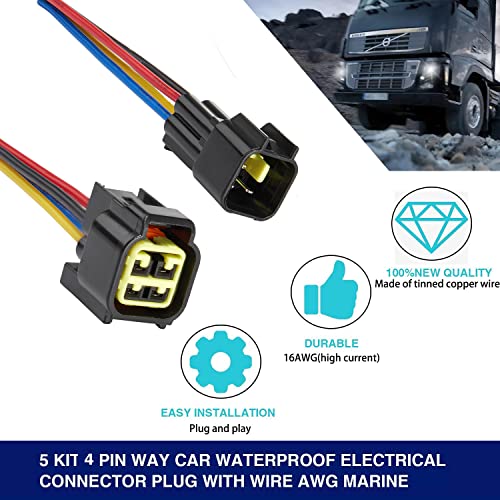 4 Pin Waterproof Connector,Waterproof Electrical Car Auto Wire - size: 4pin way