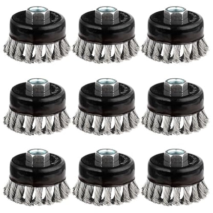 Rocaris 9 Pcs 3Inch Wire Wheel Cup Brush for 4 1/2 Angle Grinder