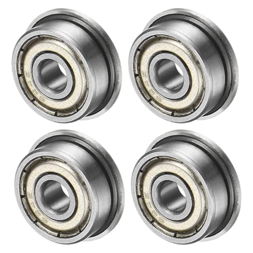 M METERXITY 4-Pack F624ZZ Flanged Ball Bearing, 4 x 13 x 5mm Double Metal Shielded Chrome Steel (GCr15) Flange Rip Bearings for Wheelbarrow/Printer/Fax Machines/Power Tools - size: 4mm x 13mm x 5mm
