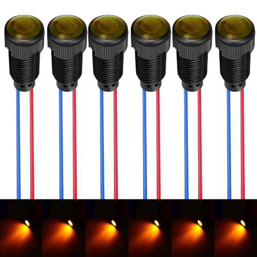 Gebildet 6pcs Yellow Indicator Pilot Light 110VAC Mounting Hole Size 10mm(Flame Retardant Plastic Shell) - color: Amber 110-220V/Black shell